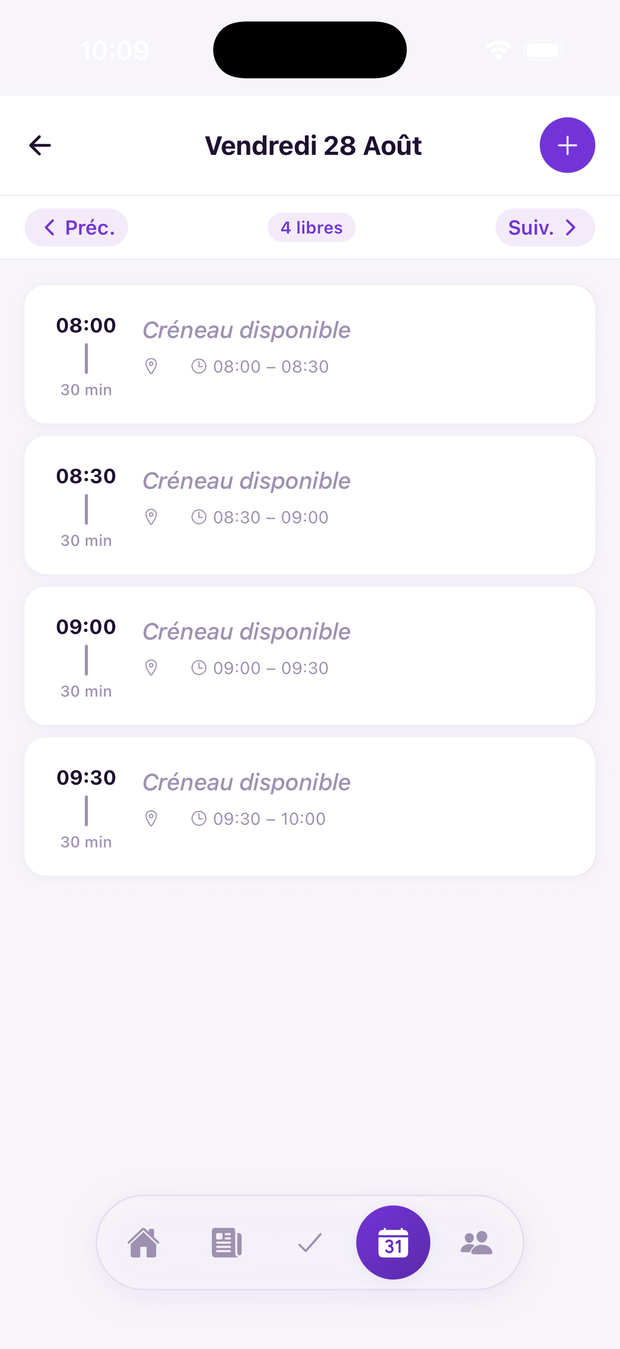 Ouvrir des créneaux pour des rendez-vous