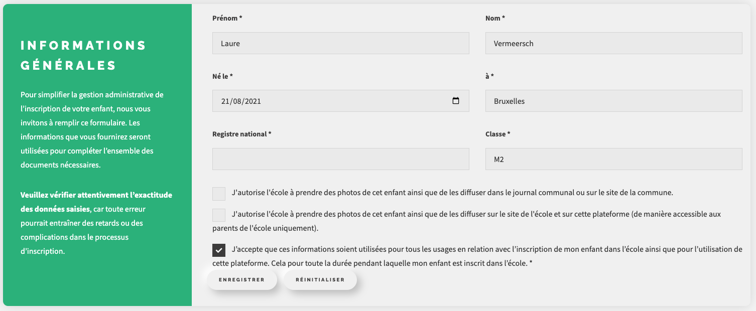 Inscrire rapidement un enfant