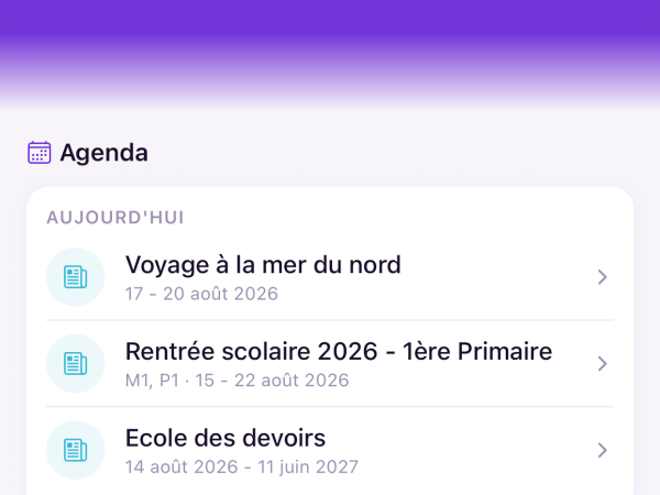 L'écran d'accueil de l'application mobile
