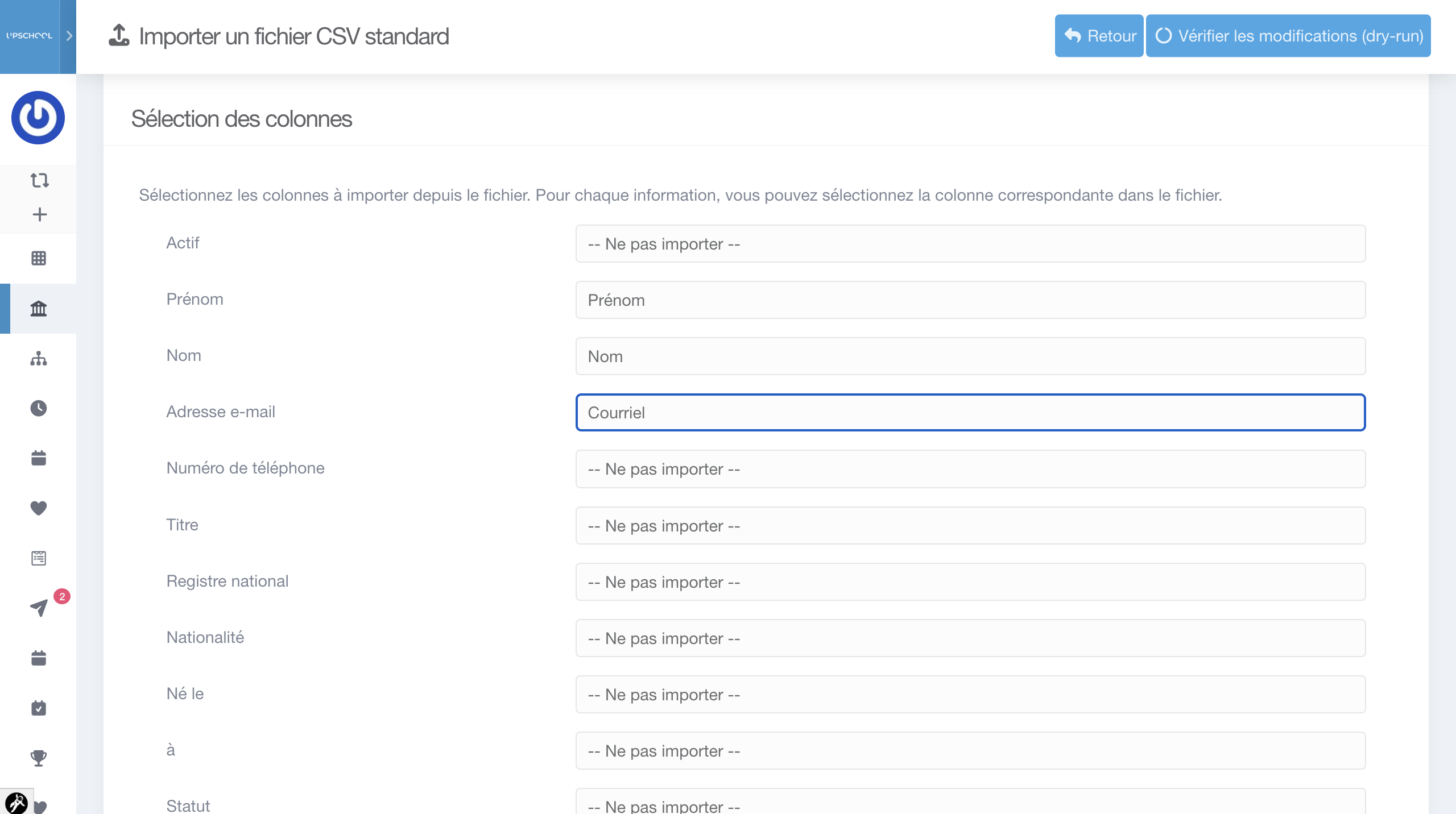 Importer les parents depuis un fichier CSV