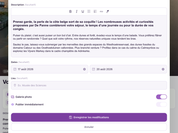 Modifier une activité