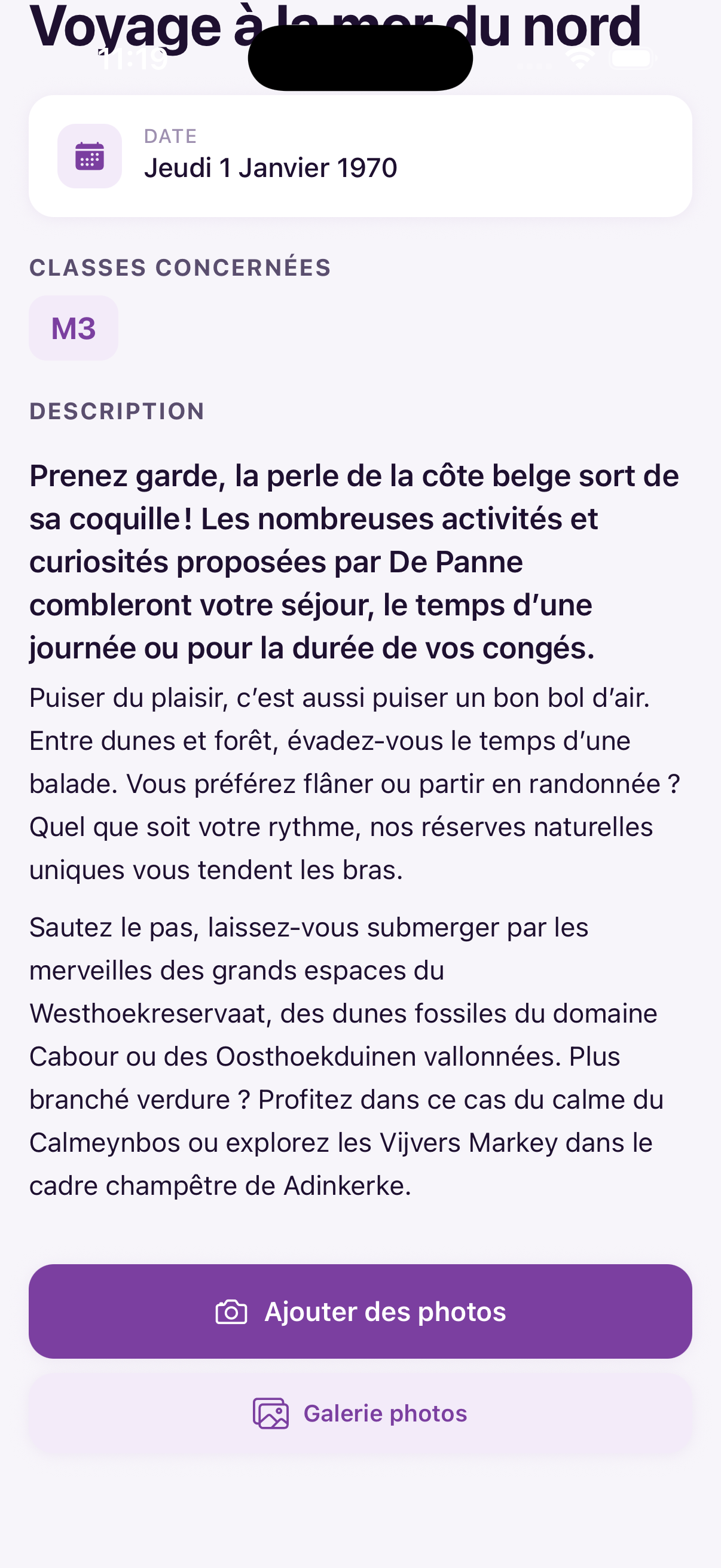 Ajouter des photos à une activité