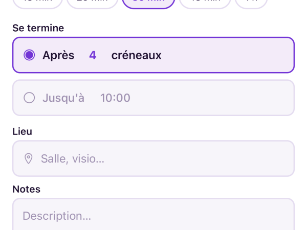 Ouvrir des créneaux pour des rendez-vous