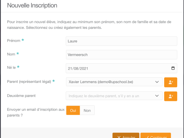 Inscrire rapidement un enfant