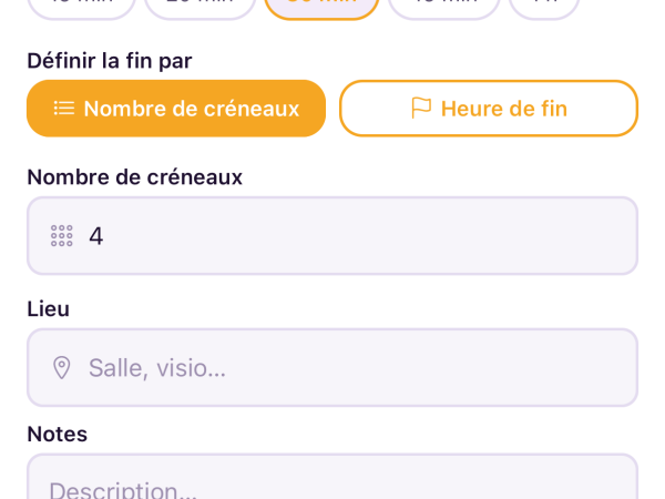 Ouvrir des créneaux pour des rendez-vous