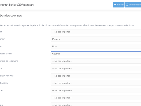 Importer les parents depuis un fichier CSV