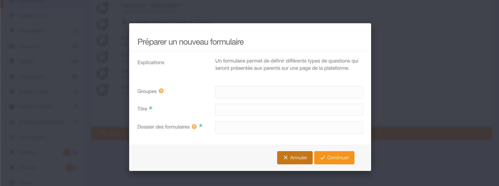 Ajouter un formulaire à une activité
